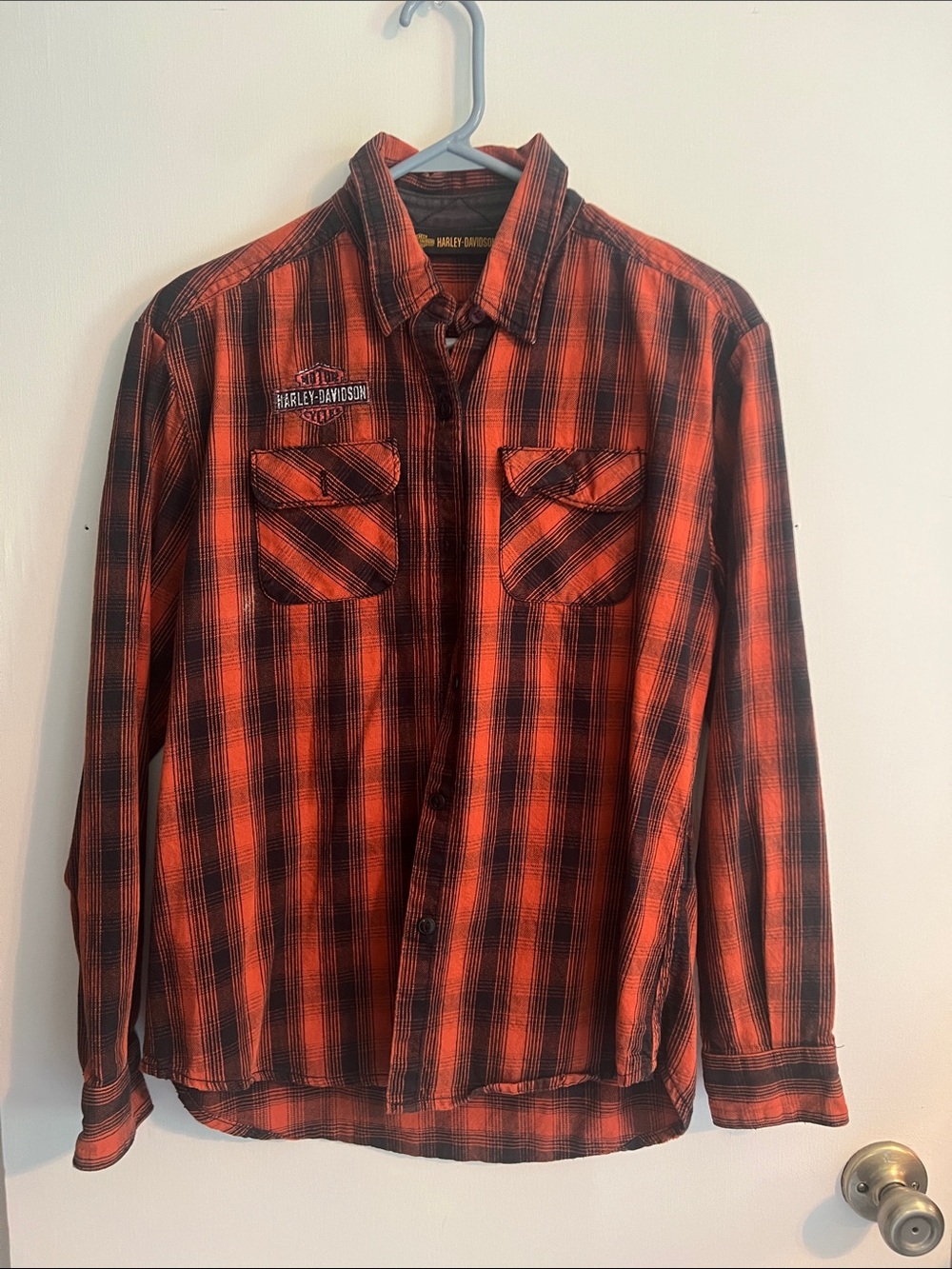 Harley-Davidson Red and Black Plaid Flannel Shirt